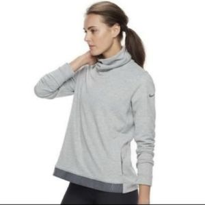 Nike Dri-Fit Gray Logo Band Funnel Neck Sweatshirt